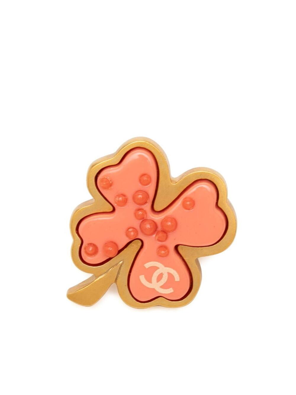 Chanel Cc Logo Clover Brooch Gold-Tone #377940C40B